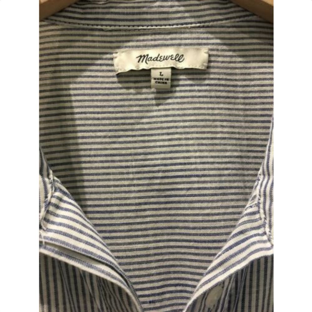 Madewell Striped Shirt w/Embroidery, Large - Picture 4 of 6